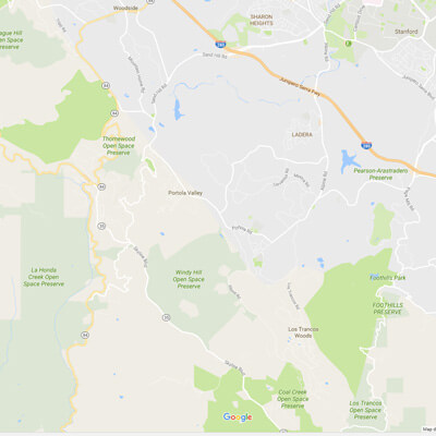 Tutors Near Me. Map of Portola Valley Area Served by AJ Tutoring