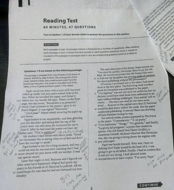Good Example of Active SAT Reading